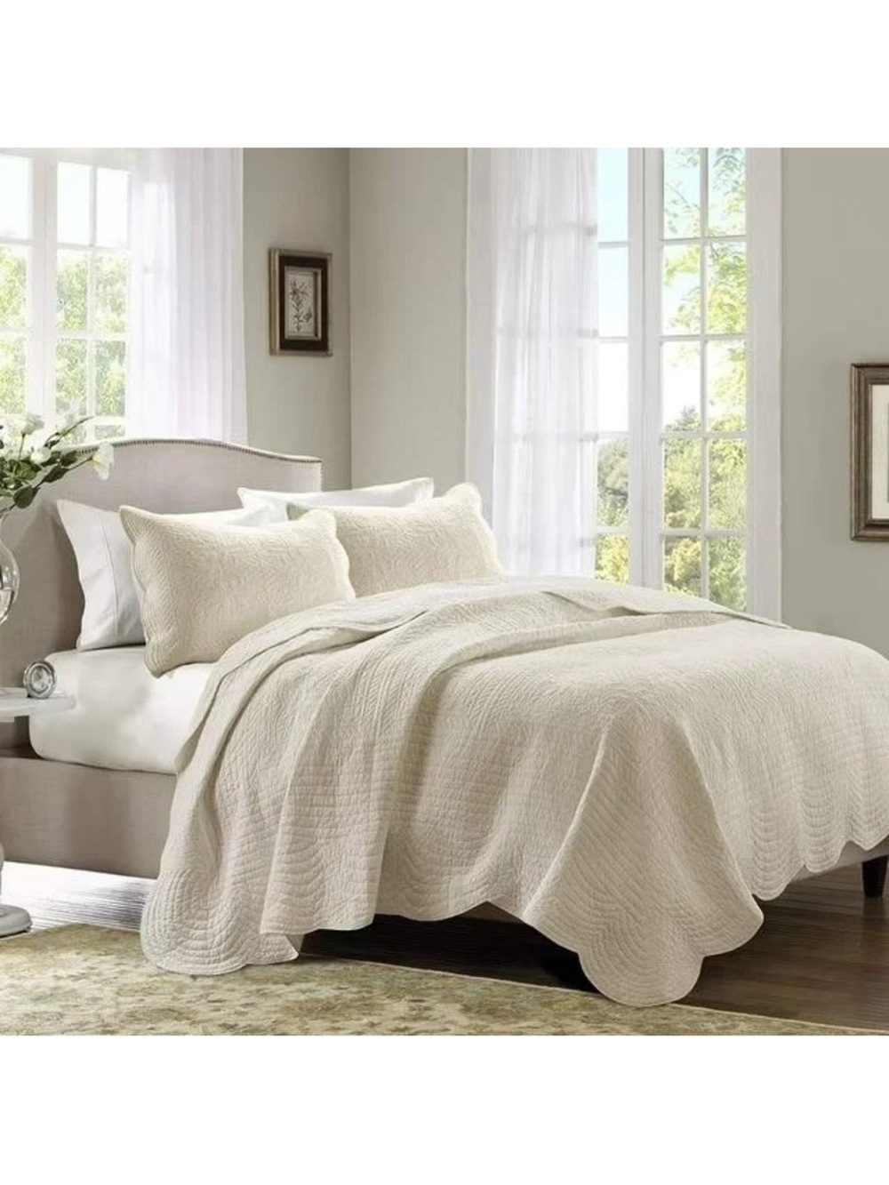 Madison Park White Quilted Comforter King